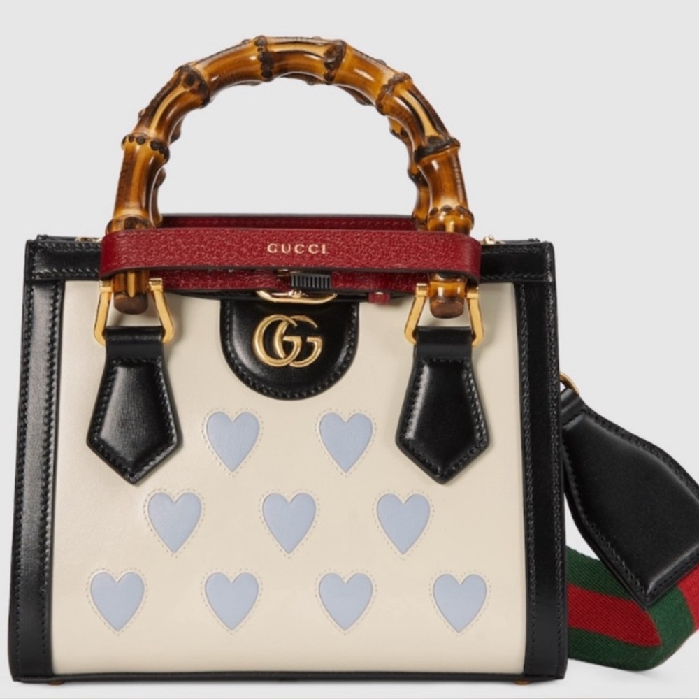 Gucci Black and White Heart-Patterned Women's Bag